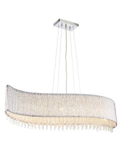 Endon Lighting - Galina - 81979 - Chrome Clear Crystal Glass 8 Light Bar Ceiling Pendant Light