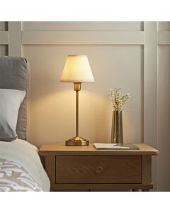 Endon Lighting - Rise - 120937 - Vintage Brass White Table Lamp With Shade