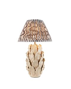 Endon Lighting - Layered Leaf & Ripple 30cm - 116431 - Cream Crackle Aged Brass Grey Ceramic Table Lamp With Shade