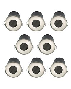 Set of 8 Fire Rated Bathroom Downlights - Brushed Steel IP65 Recessed Downlights