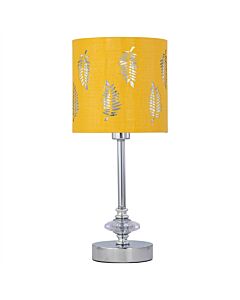 Chrome Jewelled Table Lamp with Ochre Mustard Fern Shade