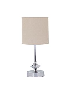 Chrome Jewelled Table Lamp with Natural Linen Shade