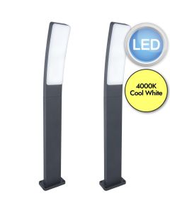 Set of 2 Kira - LED Dark Grey Opal IP54 Outdoor Post Lights