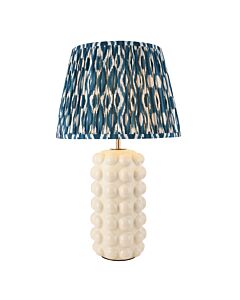 Endon Lighting - Bobble & Ikat 35cm - 116392 - White Crackle Aged Brass Blue Ceramic Table Lamp With Shade