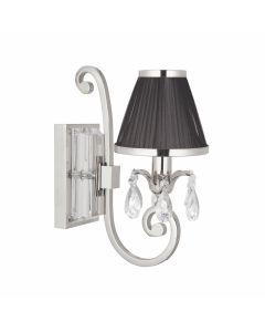 Interiors 1900 - Oksana - 63532 - Nickel Clear Crystal Glass Black Pleated Wall Light