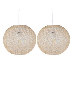 Set of 2 Abaca - Natural 8 inch Globe Ceiling Light Shades