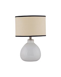 Tuscan - White Ceramic Lamp with Natural Rattan Shade