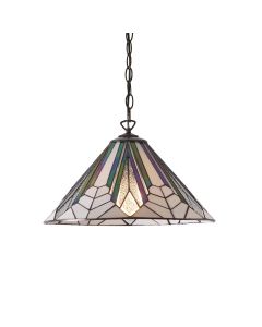 Interiors 1900 - Astoria - 63937 - Dark Bronze Tiffany Glass Ceiling Pendant Light