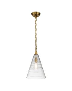 Quintiesse - Elmore - QN-ELMORE-P-BBS - Brass Clear Glass Ceiling Pendant Light