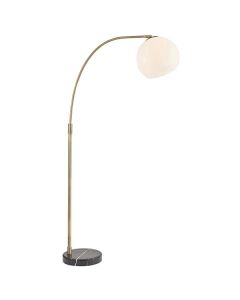 Endon Lighting - Otto - 91744 - Antique Brass Black Marble Opal Glass Floor Reading Lamp