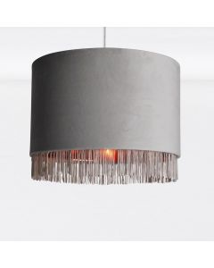 Grey Velvet With Copper Inner Tassled Light Shade