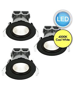 Nordlux - Set of 3 Fremont - 47870103 - LED Black Recessed Ceiling Downlights