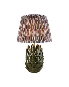 Endon Lighting - Layered Leaf & Ikat 35cm - 116450 - Olive Green Aged Brass Grey Ceramic Table Lamp With Shade