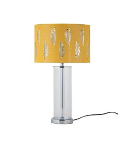 Aura - Chrome Table Lamp with Ochre Fern Cut Out Silver Inner Shade