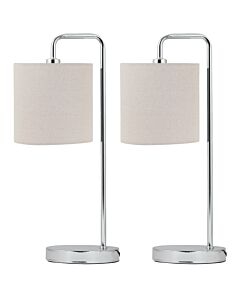 Set of 2 Arched Table Lamps with Natural Linen Shades