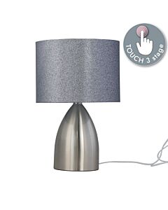 Valentina - Brushed Chrome Touch Lamp with Silver Glitter Shade