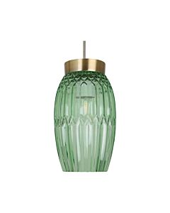 Facet - Antique Brass with Green Faceted Glass Pendant Shade