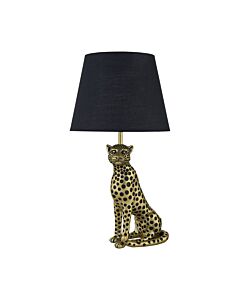 Bella - Gold Cheetah Table Lamp with Black Fabric Shade