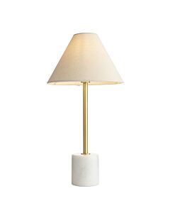 Bert - Aged Brass White Marble Natural Table Lamp With Shade