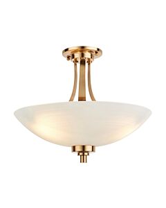 Endon Lighting - Welles - 112438 - Aged Brass White Glass 3 Light Flush Ceiling Light