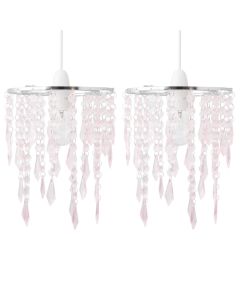 Set of 2 Chrome & Pink Jewels Light Shades