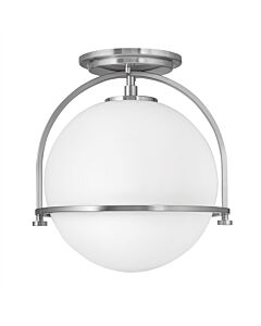 Quintiesse - Somerset - QN-SOMERSET-F-O-BN - Brushed Nickel Opal Glass Flush Ceiling Light