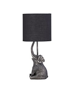 Elephant - Black Resin Table Lamp With Black Fabric Shade