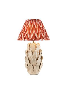 Endon Lighting - Layered Leaf & Zigzag 30cm - 116434 - Cream Crackle Aged Brass Orange Ceramic Table Lamp With Shade