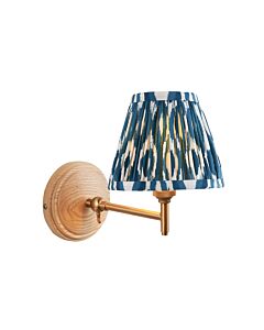 Endon Lighting - Wood Fold & Ikat 16cm - 115865 - Ash Wood Blue Wall Light