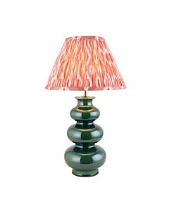 Endon Lighting - Monroe & Ikat 30cm - 116469 - Green Aged Brass Pink Ceramic Table Lamp With Shade