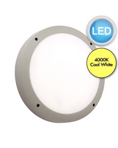 Saxby Lighting - Luik - 61652 & 61647 - LED Grey Opal 18w Gear Tray Plain Casing Outdoor Bulkhead Light