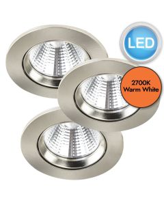 Nordlux - Set of 3 Fremont 3-Kit IP23 2700K - 47580132 - LED Brushed Nickel Recessed Ceiling Downlights