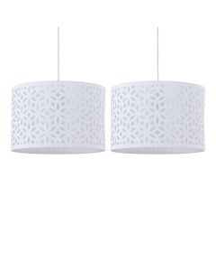 Set of 2 White Laser Cut 30cm Pendant Lightshades