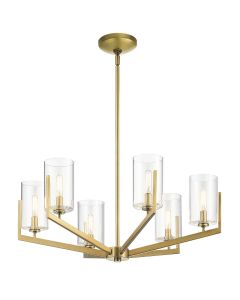 Quintiesse - Nye - QN-NYE6-BNB - Natural Brass Clear Glass 6 Light Ceiling Pendant Light