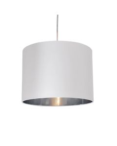 White Faux Silk 30cm Drum Light Shade with Chrome Inner