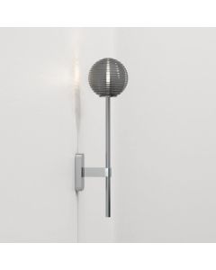 Astro Lighting - Tacoma Single Grande 1429003 & 5036005 - IP44 Polished Chrome Wall Light with Smoked Ribbed Glass Shade