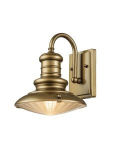 Feiss Lighting - Redding Station - FE-REDDING2-S-PDB - Distressed Brass Prismatic Glass IP44 Outdoor Wall Light