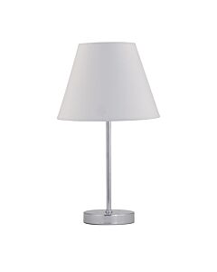 Chrome Stick Table Lamp with Ivory Off White Fabric Shade