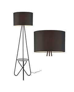 Madden - Black Floor Lamp with Shelf Detail