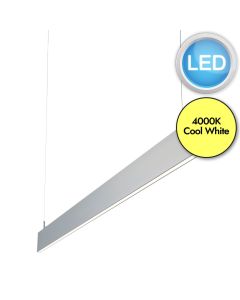 Saxby Lighting - Kingsley - 78978 - LED Silver Anodised Frosted 150cm Length Bar Ceiling Pendant Light