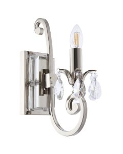 Interiors 1900 - Oksana - UL1W1N - Nickel Clear Crystal Glass Wall Light