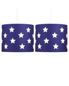 Set of 2 Blue with White Stars 25cm Light Shades