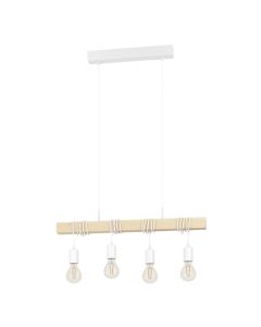 Eglo Lighting - Townshend - 33164 - White Wood 4 Light Bar Ceiling Pendant Light