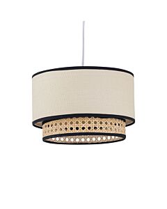 Koral - Natural Rattan and Cane 25 cm Easy Fit Two Tier Pendant Shade
