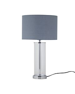 Aura - Chrome Table Lamp with Grey Cotton Shade