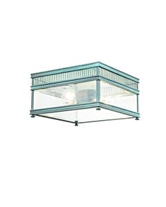 Elstead Lighting - Holborn - HOLBORN-F-VDG - Verdigris Clear Glass 2 Light IP44 Coastal Resistant Outdoor Ceiling Flush Light