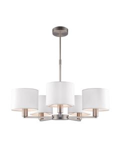 Endon Lighting - Daley - 60257 - Nickel Vintage White 5 Light Ceiling Pendant Light