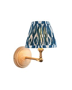 Endon Lighting - Wood Wing & Ikat 16cm - 115849 - Ash Wood Blue Wall Light