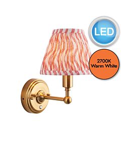 Endon Lighting - Burley Rechargeable & Ripple 16cm - 114823 - LED Aged Brass Pink Touch Wall Light