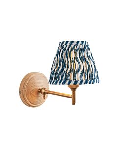 Endon Lighting - Wood Fold & Ripple 16cm - 115854 - Ash Wood Blue Wall Light